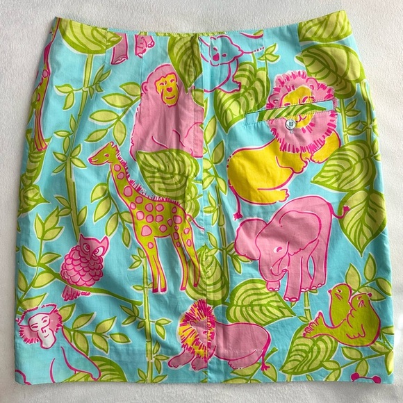 Vintage Lilly Pulitzer Jungle Animal Print San Diego Zoo Cotton Mini Skirt 4 - Picture 2 of 7